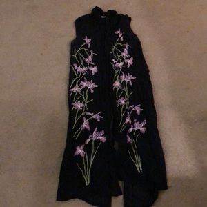 Vintage embroidered sheer vest